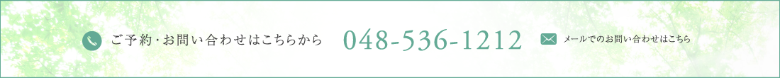 ご予約・お問い合わせはこちらから 048-536-1212