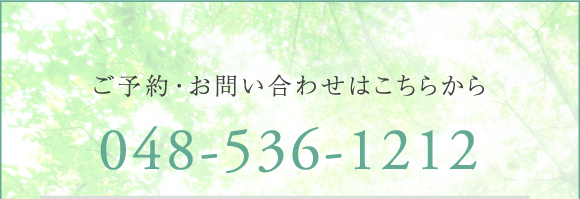 ご予約・お問い合わせはこちらから 048-536-1212