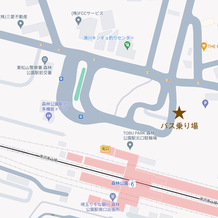 森林公園駅北口ロータリーでの乗り場